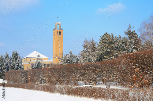 Debrecen University Library in winter