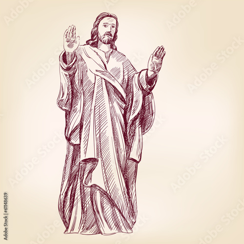 Jesus Christ Christianity hand drawn vector llustration