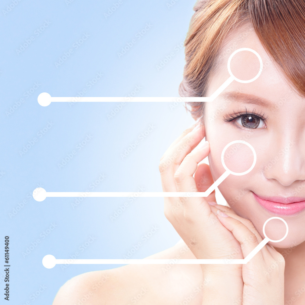 Naklejka premium woman with beauty face and perfect skin