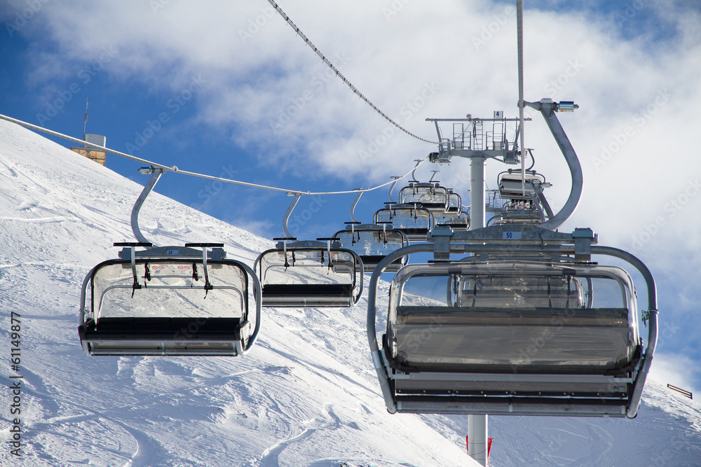 Chairlift in ski resort Krasnaya Polyana, Russia Chairlift in ski resort Krasnaya Polyana, Russia