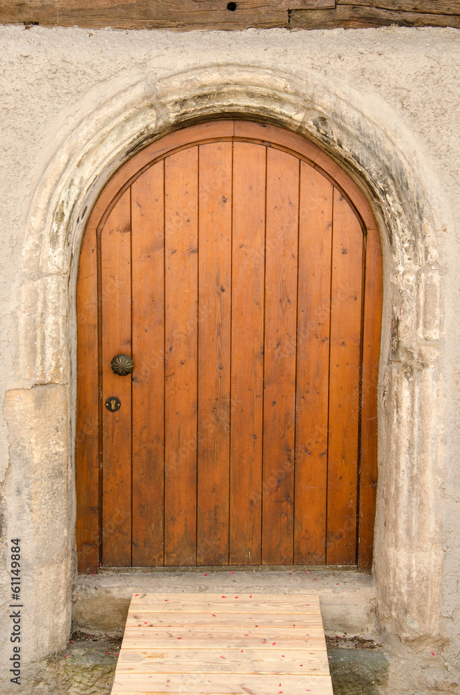 Old wooden front door in Tuebingen, Germany