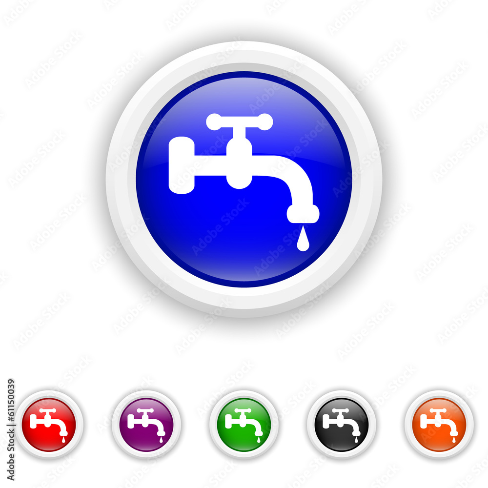 Water tap icon - six colours set vector Water tap icon - six colours set vector
