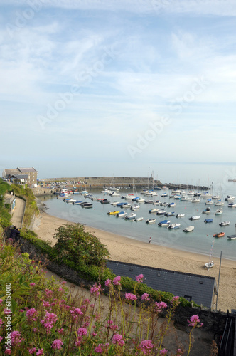 View over harbour town of New Quay on Cardigan coast