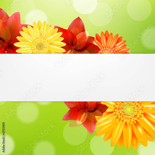 Fototapeta Naklejka Na Ścianę i Meble -  Red Flowers Card
