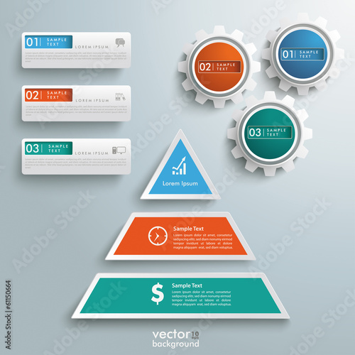 Colored Pyramid 3 Pieces Gears BannersInfographic