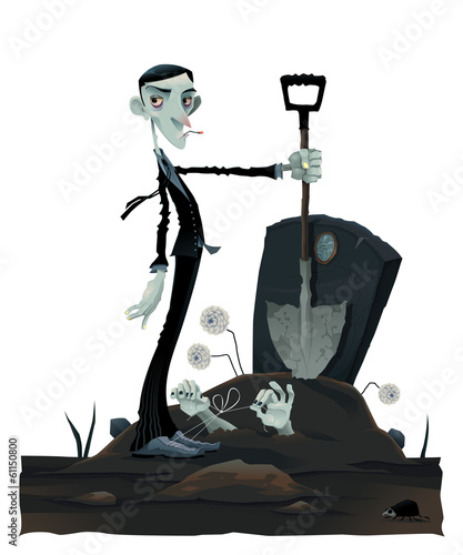 Funny scene in the cemetery.