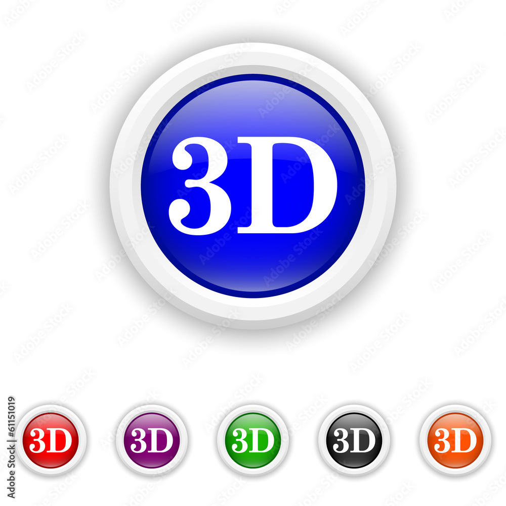 3D icon - six colours set vector 3D icon - six colours set vector