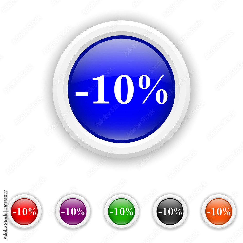 10 percent discount icon - six colours set vector 10 percent discount icon - six colours set vector