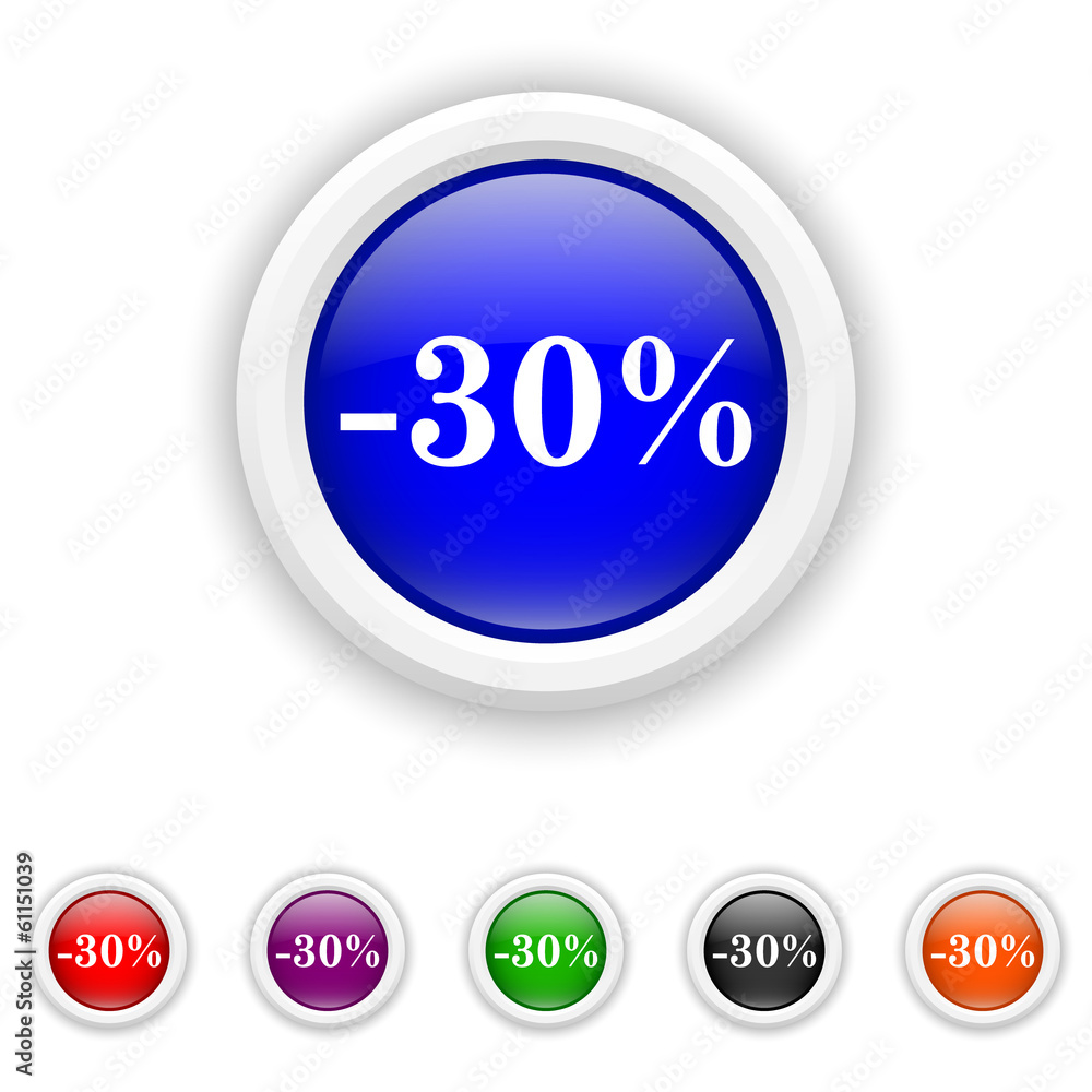 30 percent discount icon - six colours set vector 30 percent discount icon - six colours set vector