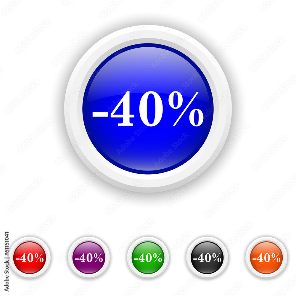 40 percent discount icon - six colours set vector 40 percent discount icon - six colours set vector