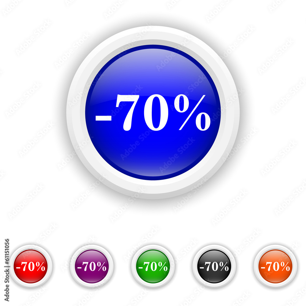 70 percent discount icon - six colours set vector 70 percent discount icon - six colours set vector