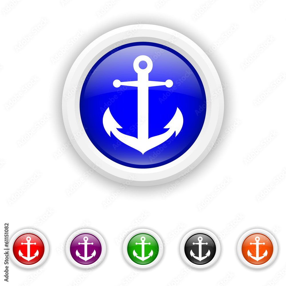 Anchor icon - six colours set vector