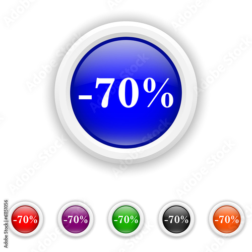 70 percent discount icon - six colours set vector