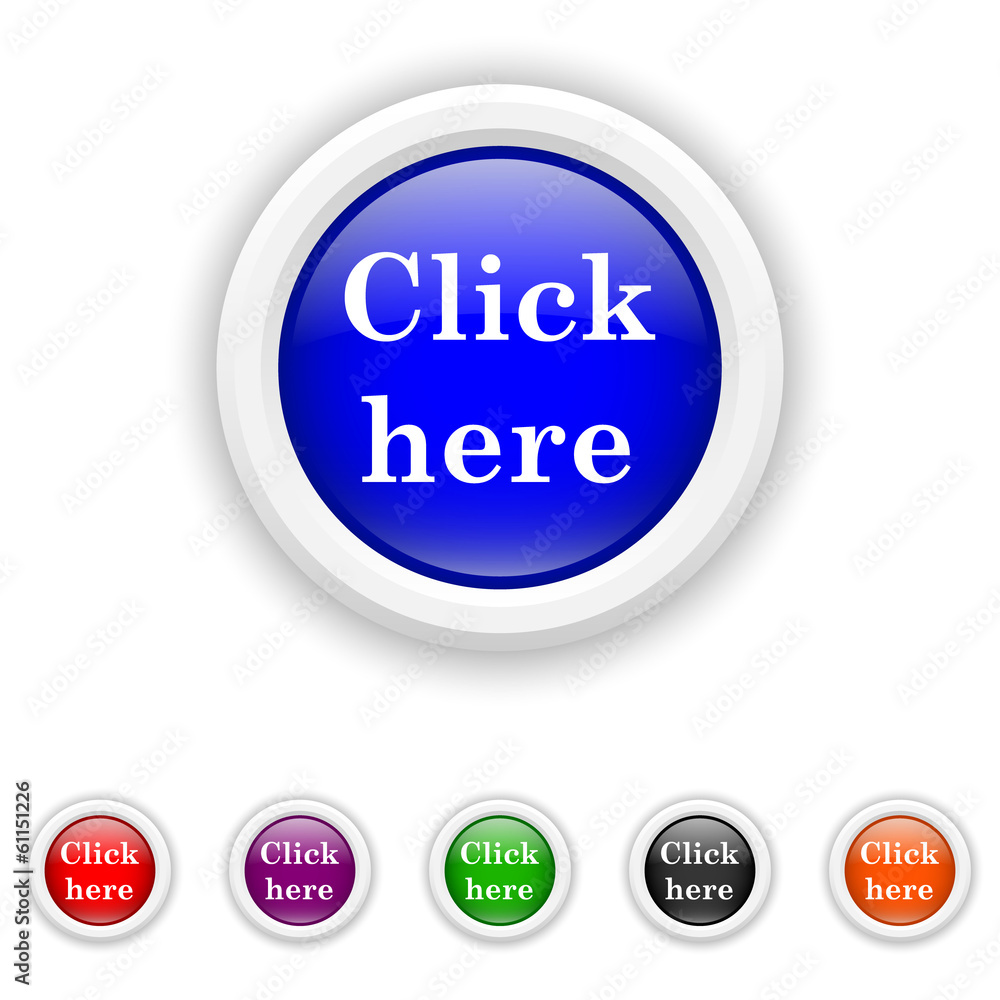 Click here icon - six colours set vector Click here icon - six colours set vector