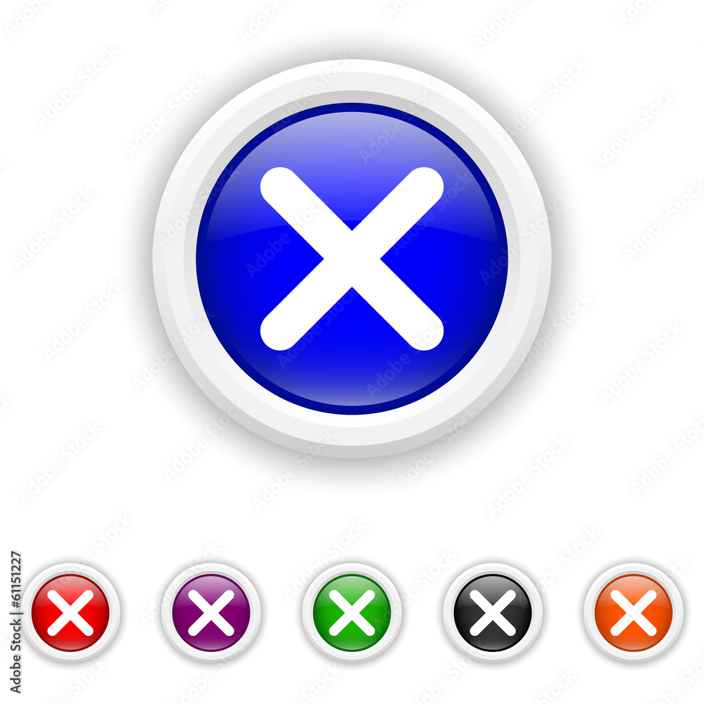 X close icon - six colours set vector X close icon - six colours set vector