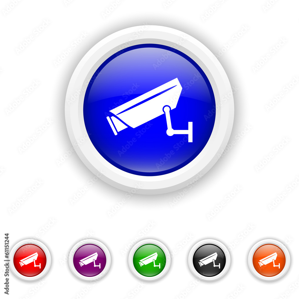 Surveillance camera icon - six colours set vector Surveillance camera icon - six colours set vector