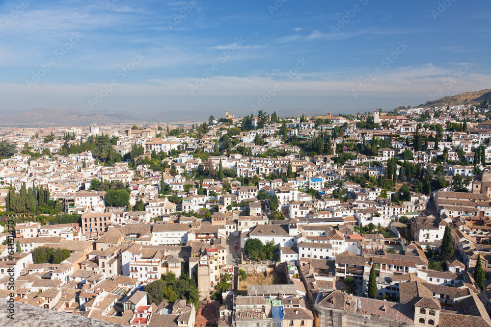 View of the Arab quarter at sunrise, Granada, Spain