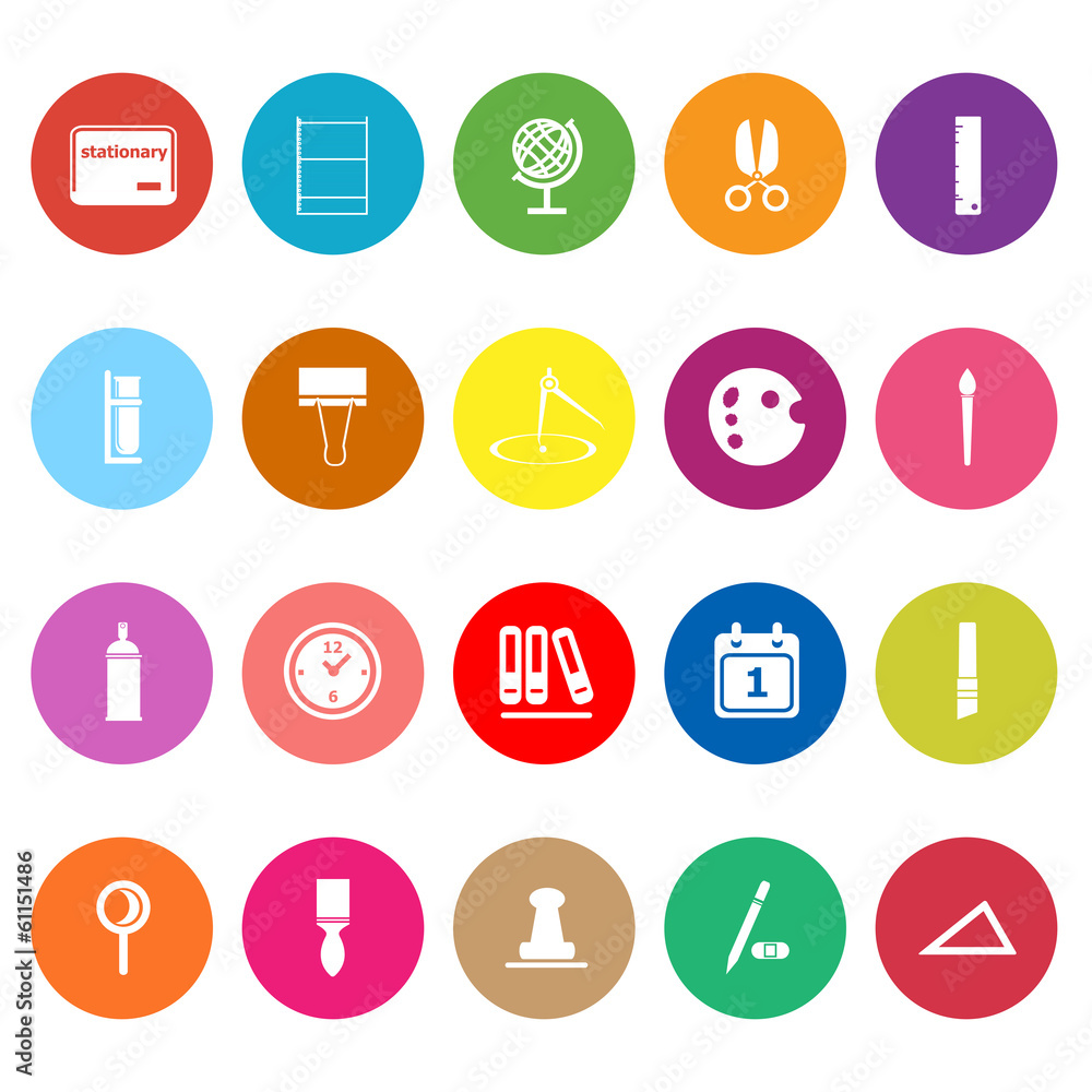 General stationary flat icons on white background General stationary flat icons on white background