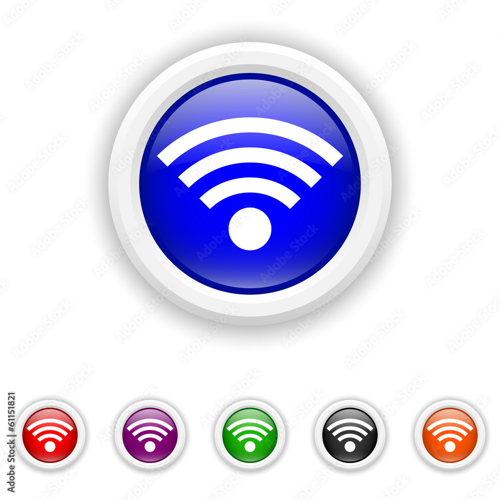 Wireless sign icon - six colours set vector Wireless sign icon - six colours set vector
