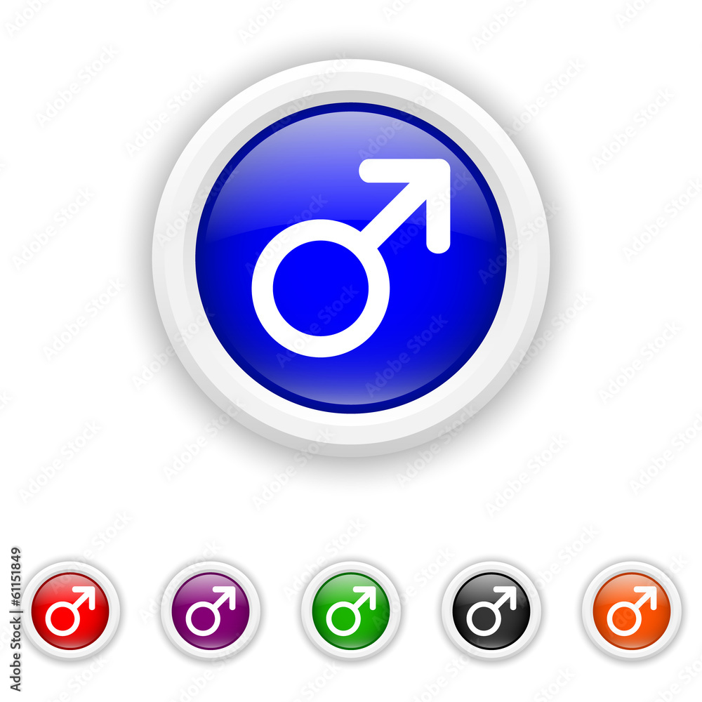 Male sign icon - six colours set vector Male sign icon - six colours set vector