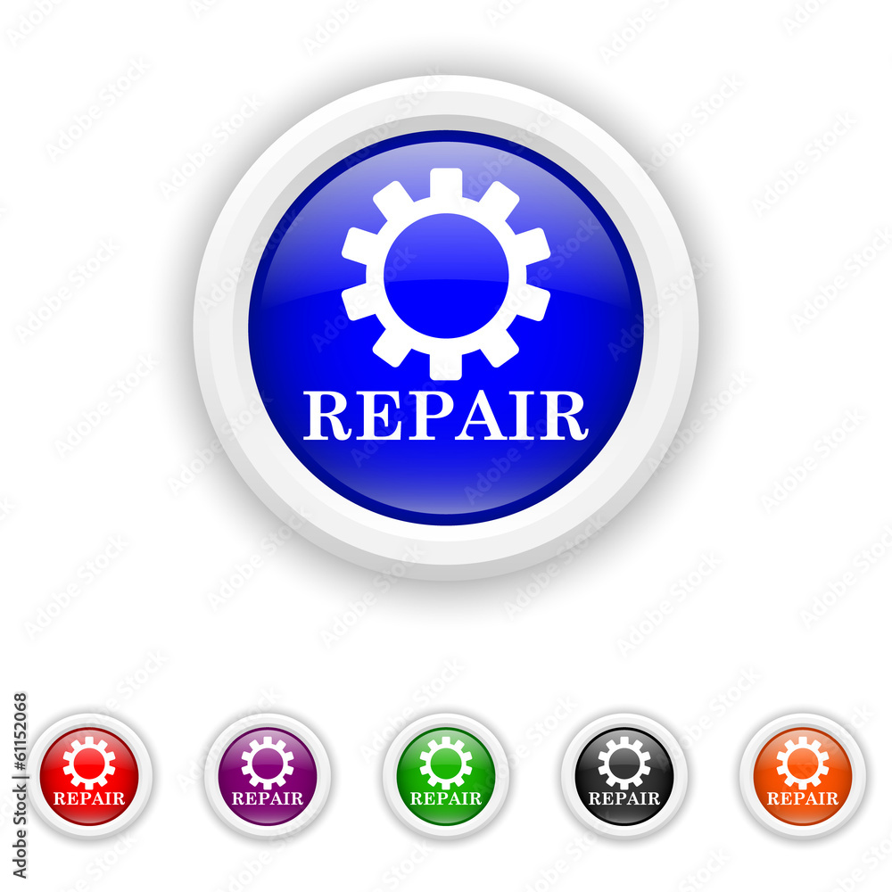 Repair icon - six colours set vector Repair icon - six colours set vector