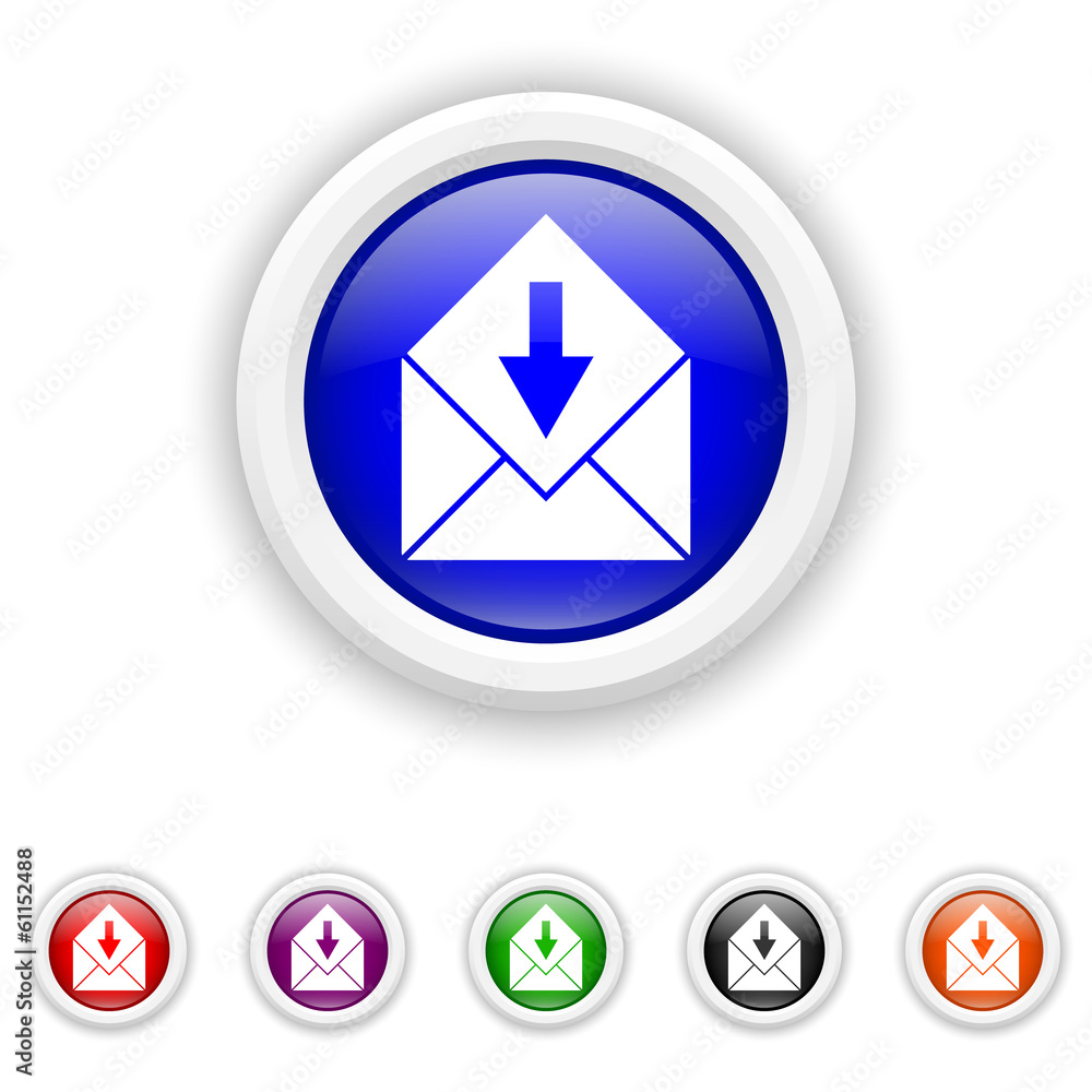 Receive e-mail icon - six colours set vector Receive e-mail icon - six colours set vector