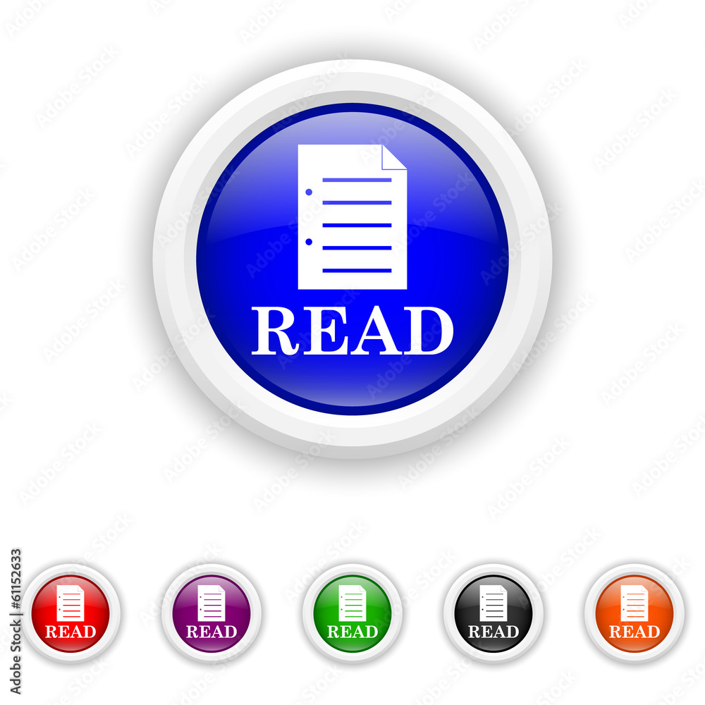 Read icon - six colours set vector Read icon - six colours set vector