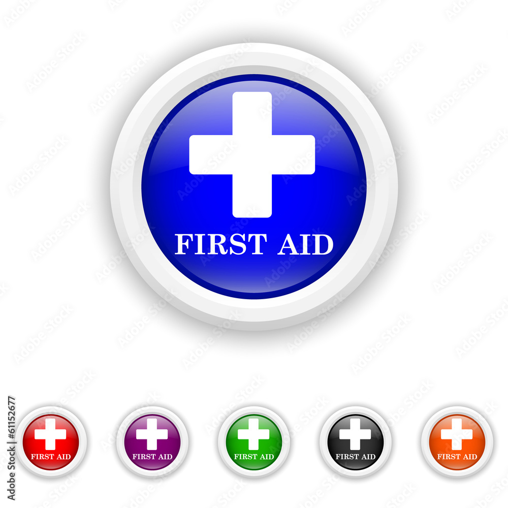 First aid icon - six colours set vector First aid icon - six colours set vector