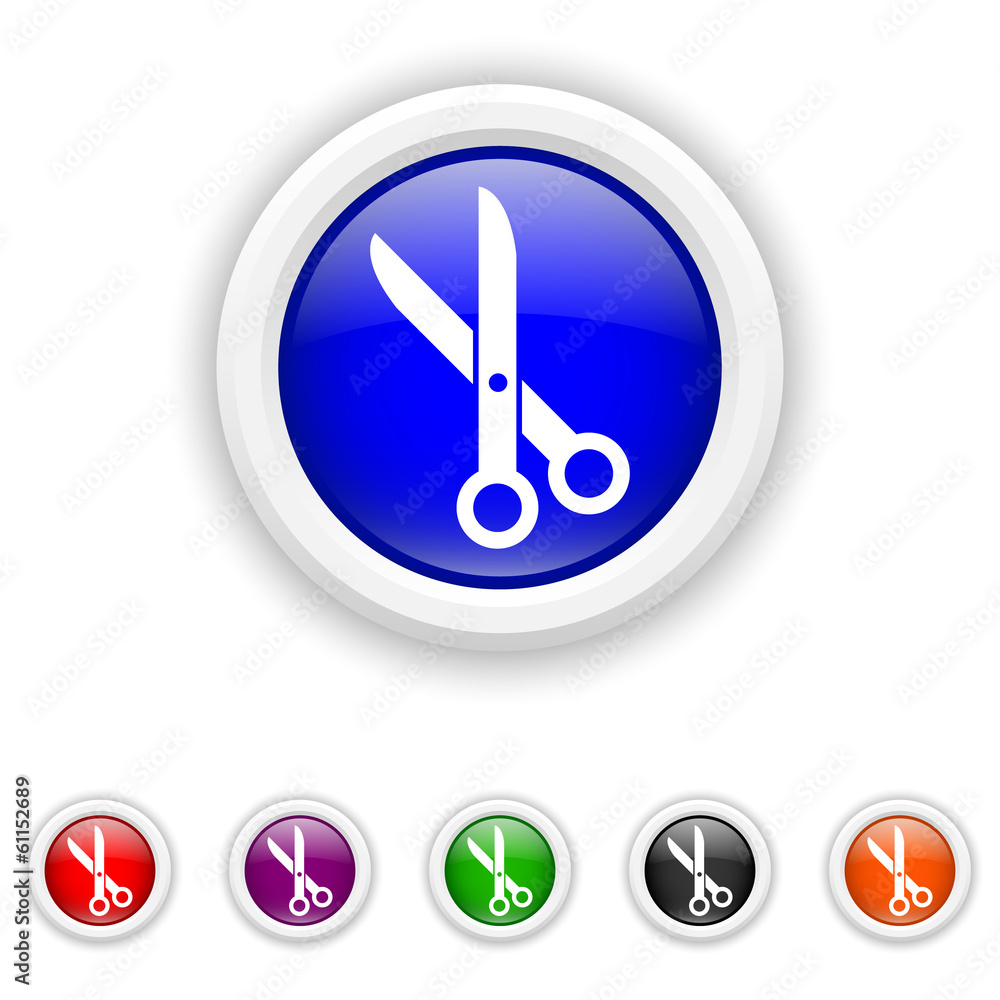 Cut icon - six colours set vector Cut icon - six colours set vector