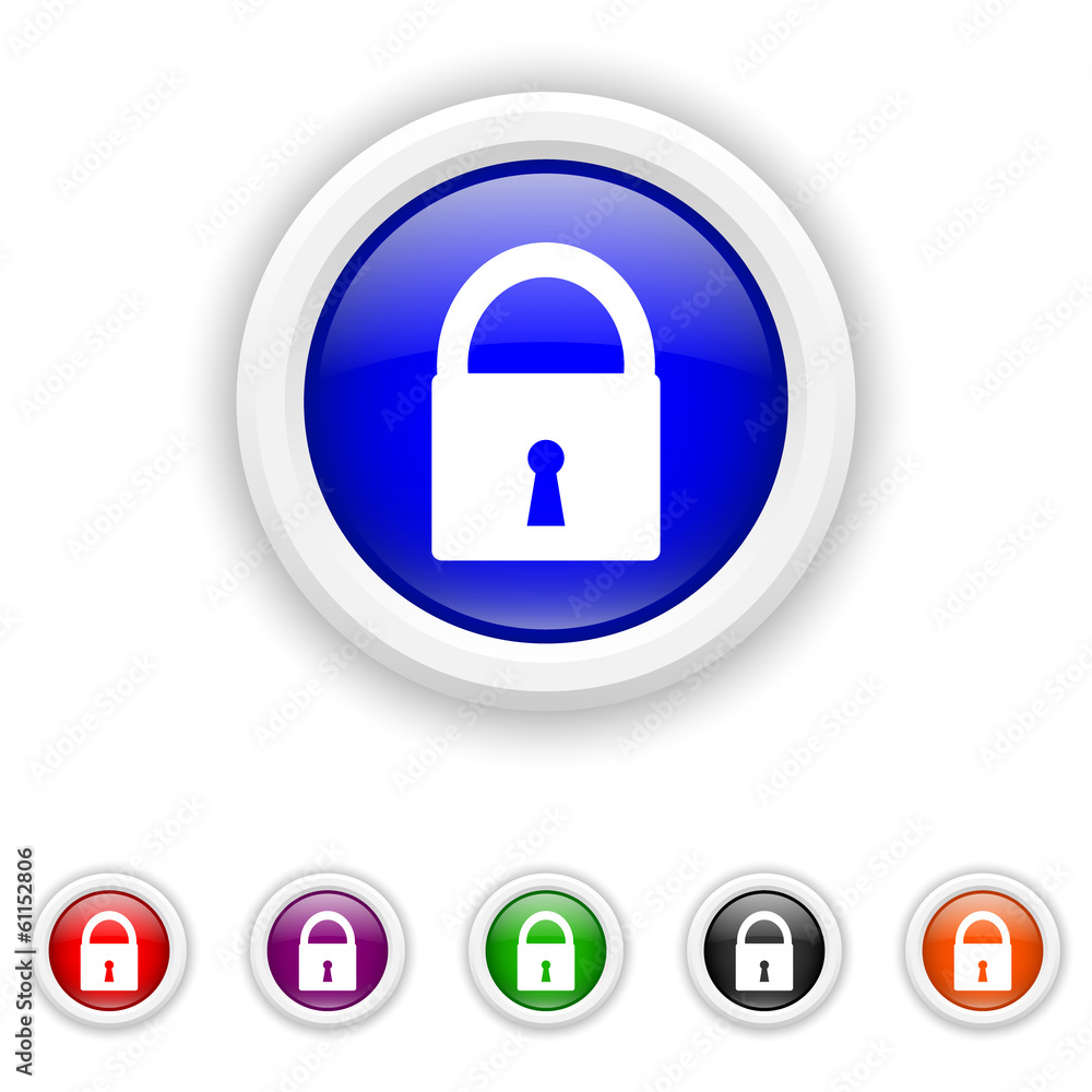 Lock icon - six colours set vector Lock icon - six colours set vector