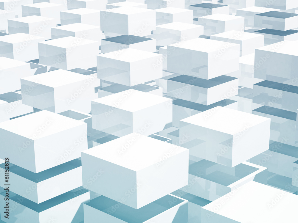 Abstract 3d background with array of blue and white boxes Abstract 3d background with array of blue and white boxes