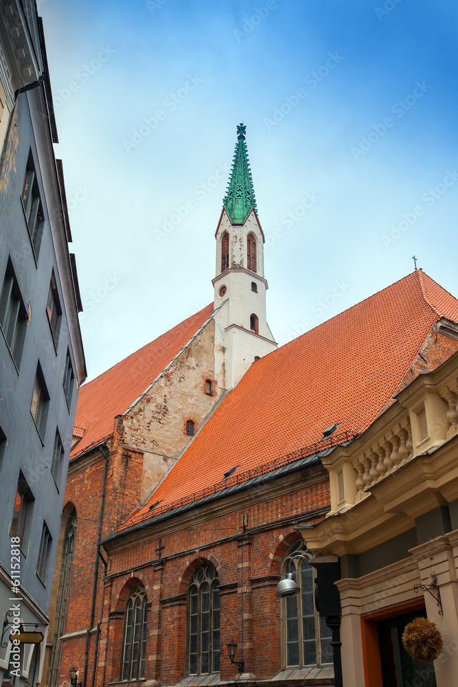 Vertical photo of historical city center in Riga, Latvia