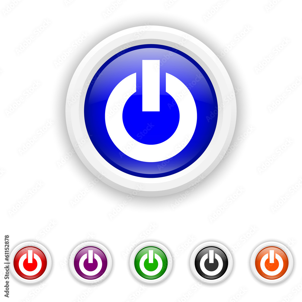 Power button icon - six colours set vector Power button icon - six colours set vector