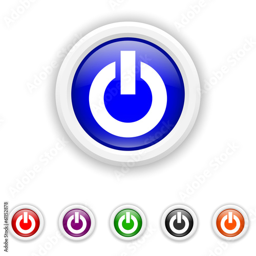 Power button icon - six colours set vector