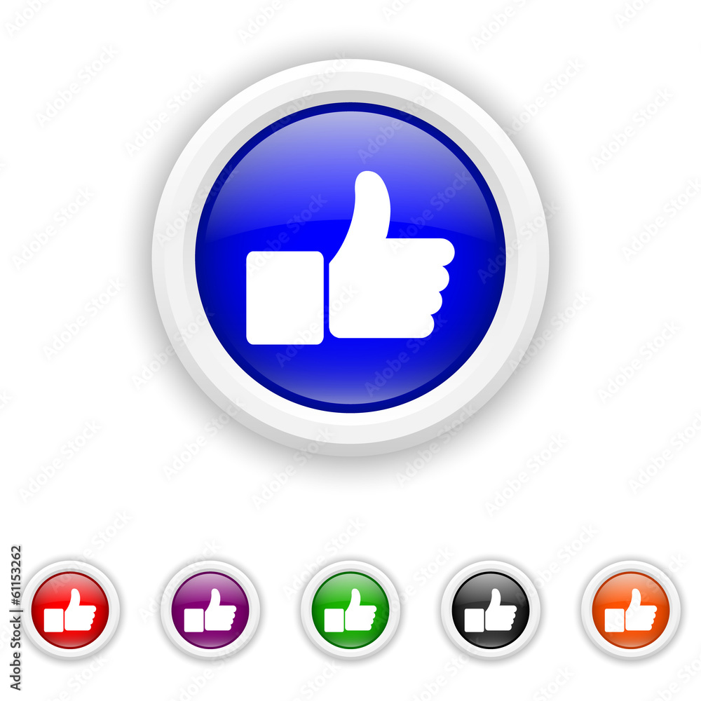 Thumb up icon - six colours set vector Thumb up icon - six colours set vector