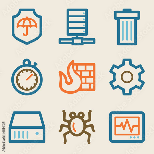 Internet security web icons, vintage series