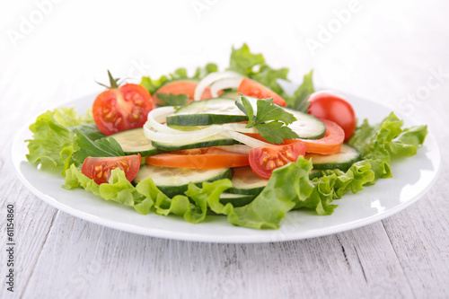 vegetable salad with cucumber and tomato