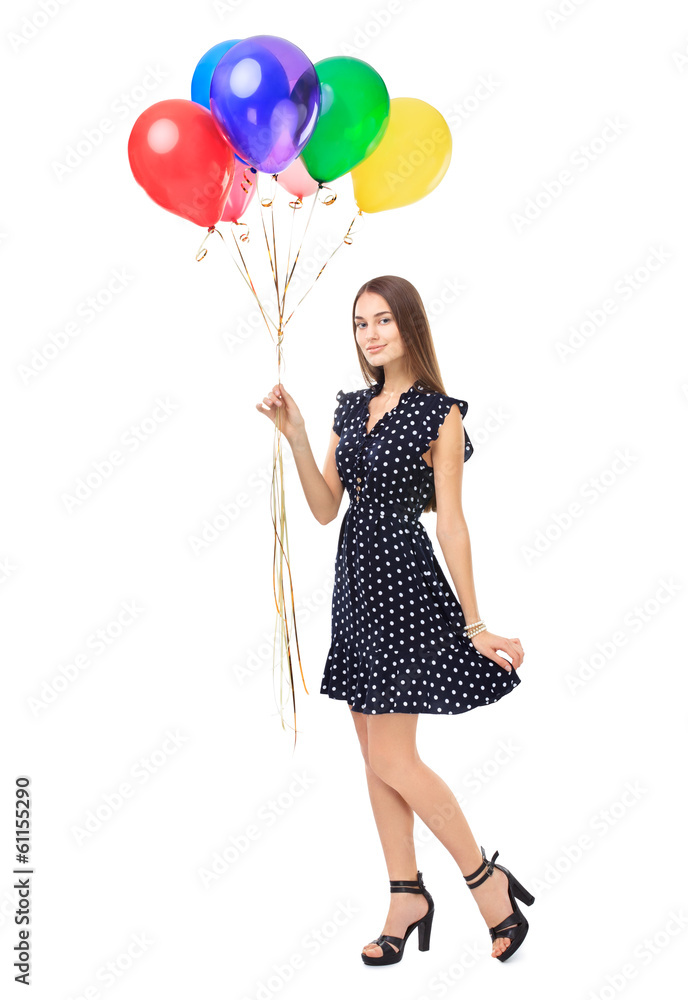 Beautiful woman with colorful balloons Beautiful woman with colorful balloons