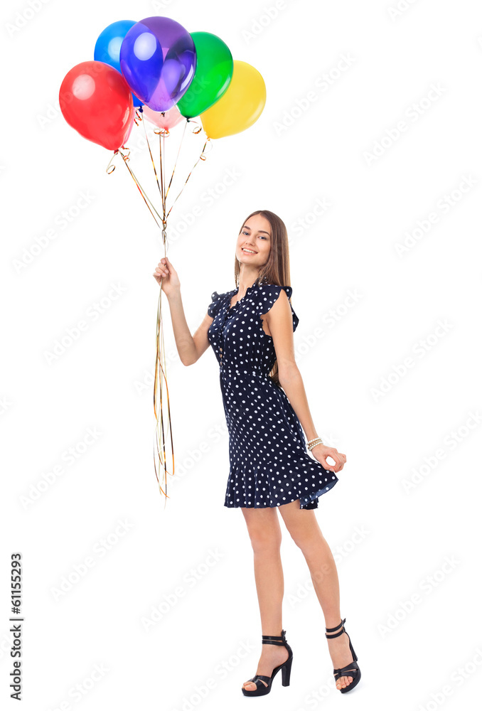 Beautiful woman with colorful balloons Beautiful woman with colorful balloons