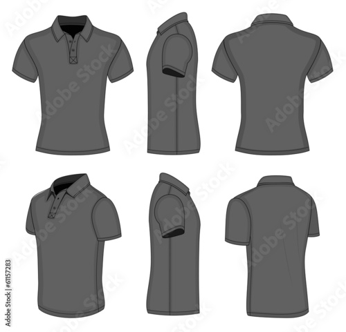 Men's black short sleeve polo shirt