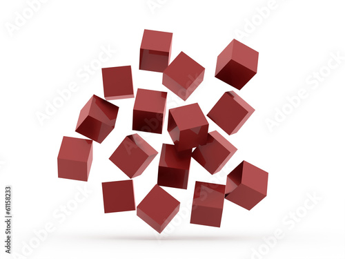 Red cubes concept rendered isolated