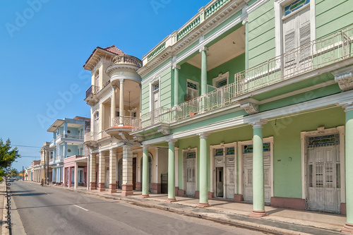 Traditional colonial style buildings located on main street photo