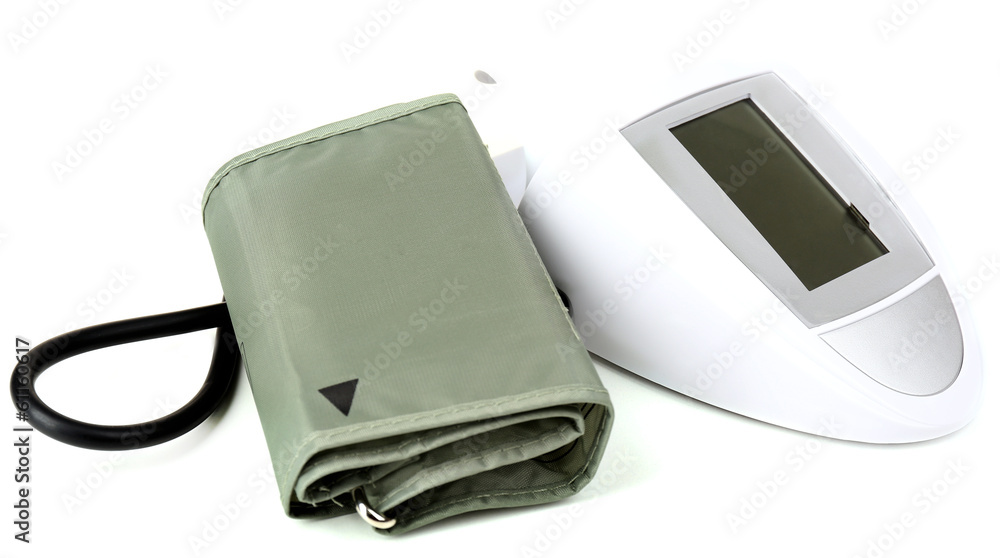 Blood pressure monitor isolated on white Blood pressure monitor isolated on white