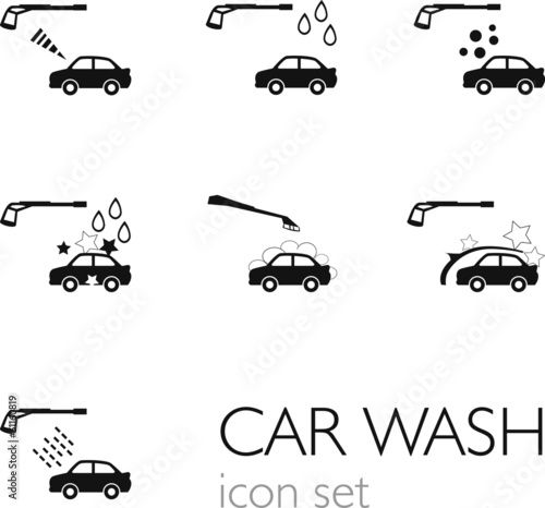 Carwash icon set Black