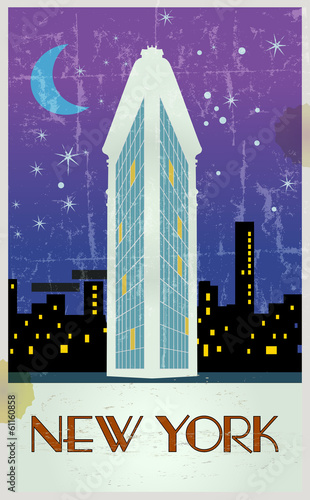 Vintage touristic poster, card, New york, vector eps 10