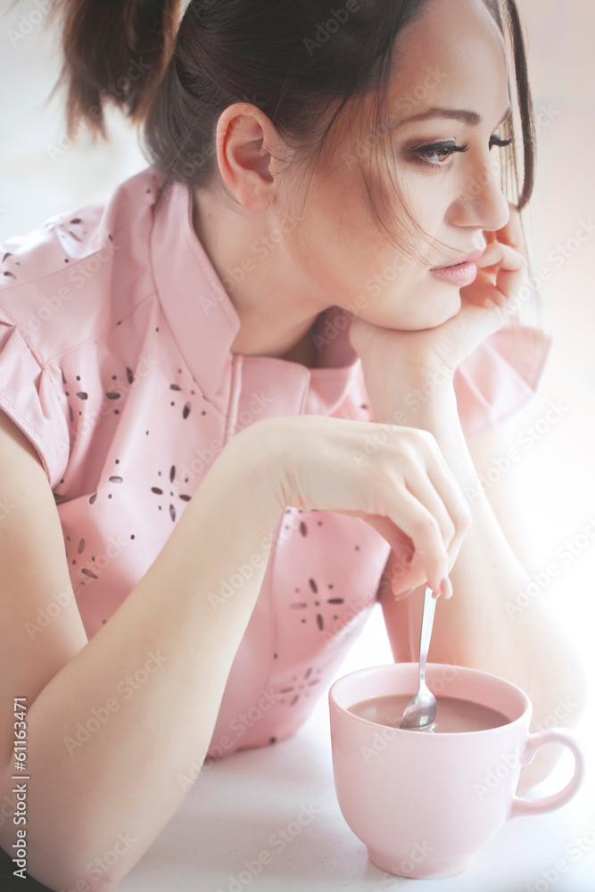 Woman drinking cocoa Woman drinking cocoa