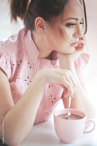Woman drinking cocoa