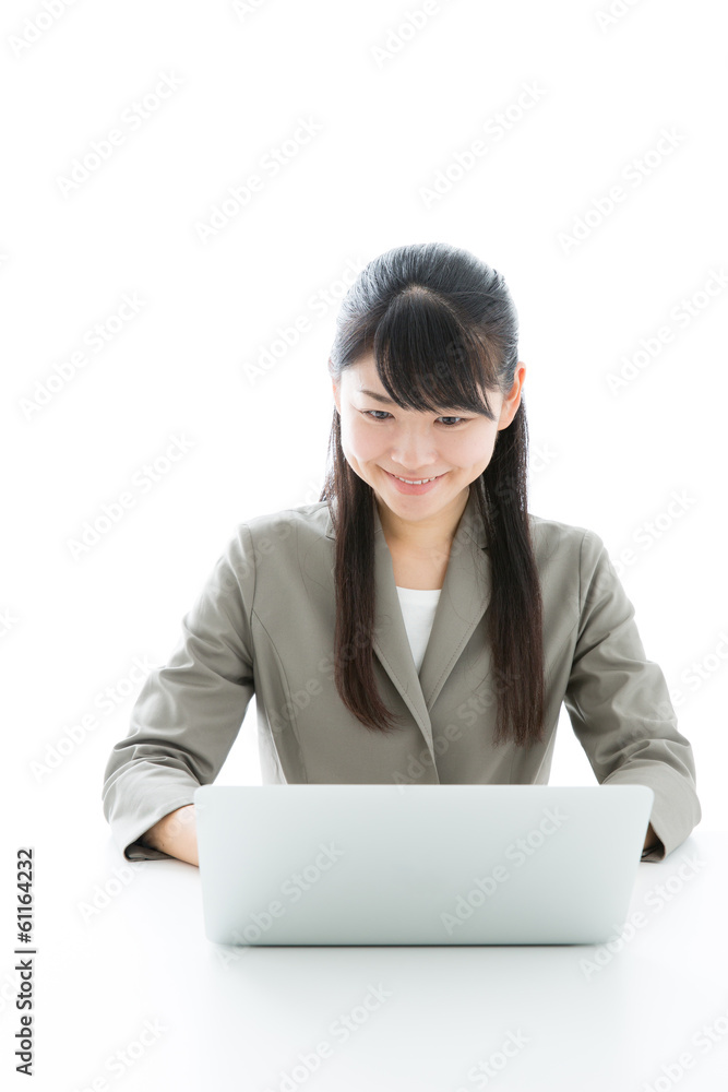 asian businesswoman working on white background asian businesswoman working on white background