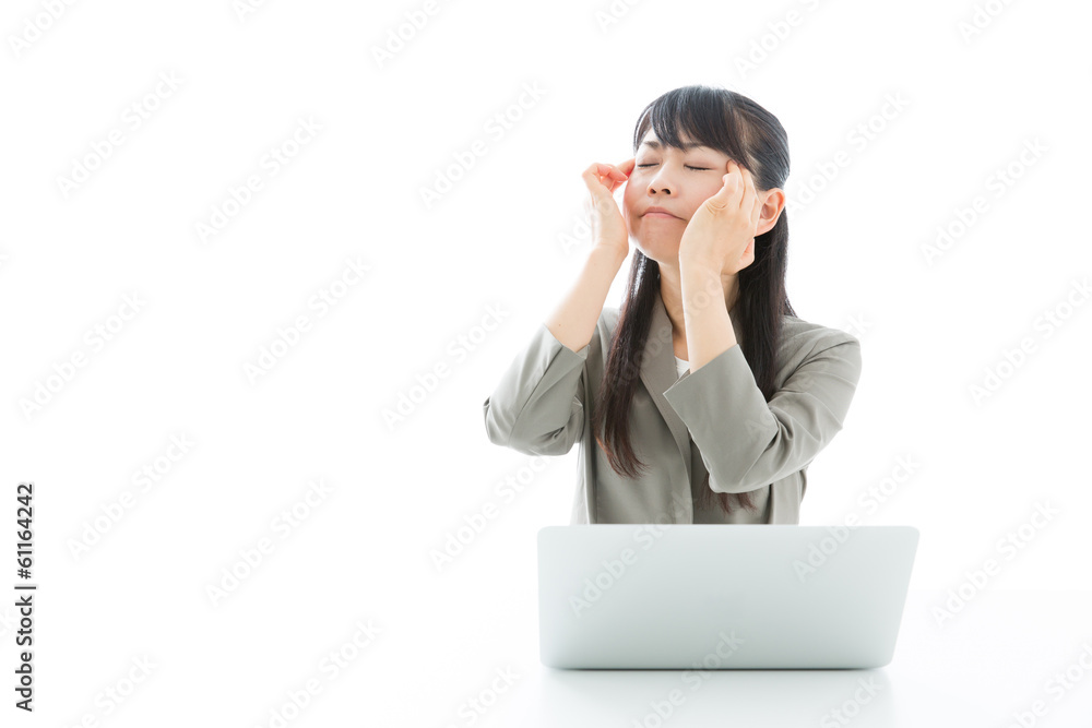 asian businesswoman working on white background asian businesswoman working on white background