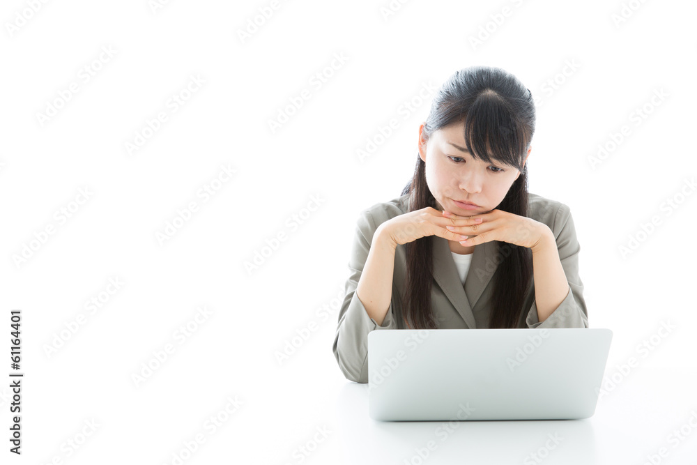 asian businesswoman working on white background asian businesswoman working on white background